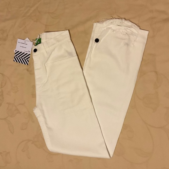 Free People Sandrine Rose Wide Leg Cargo Pant Jeans Size 26 Dust White NWT - Picture 8 of 8